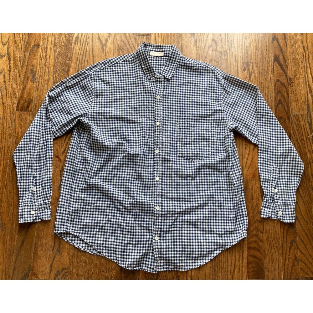 CP Shades Shirt Mens Medium Cotton Gingham Plaid Long Sleeve Button Up USA Blue